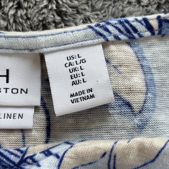 Halston Womens Linen Top Large Floral Tropical Bloomcore‎ Boho Coastal 18659 - Picture 6 of 8